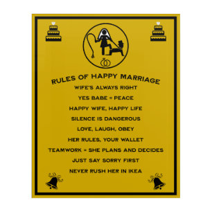 Marriage Rules For Men Acrylic Print
