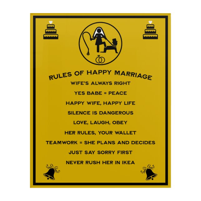 Marriage Rules For Men Acrylic Print (Front)