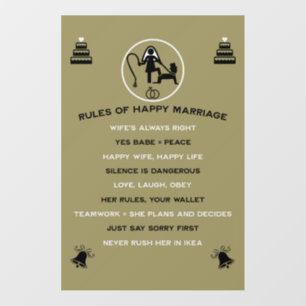 Marriage Rules For Men Wall Decal