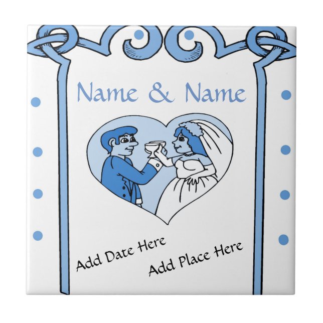 Marriage Tile, Dutch Look, Personalize Ceramic Tile (Front)