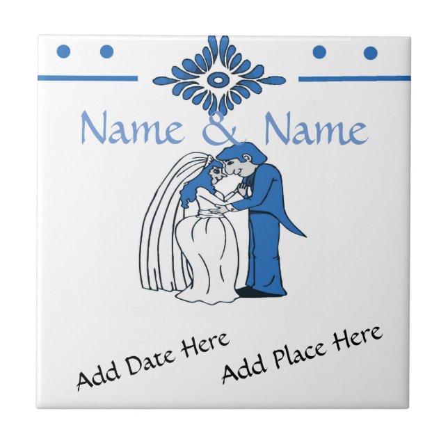 Marriage Tile, Dutch Look, Personalize Ceramic Tile (Front)