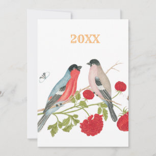 Marriage Wedding Colorful Lovebirds Birds Invitation