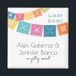 Marriage - Wedding Papel Picado Save The Date Magnet<br><div class="desc">.: This modern,  minimalist,  colorful design features colorful Mexican wedding flags.
.: Coordinating items are available in my store - both stationary,  decor and other celebration supplies
.: A colorful,  loving way to celebrate your union</div>