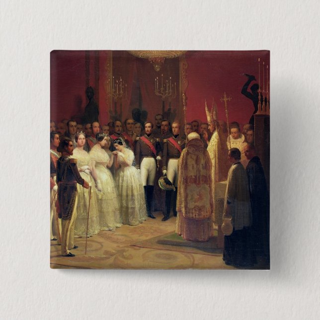 Marriages of Queen Isabella II Button (Front)