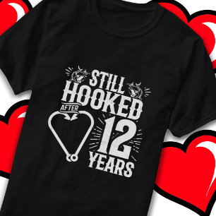 Married 12 Years Fishing Funny 12th Anniversary T-Shirt