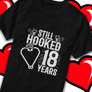 Married 18 Years Fishing Funny 18th Anniversary T-Shirt