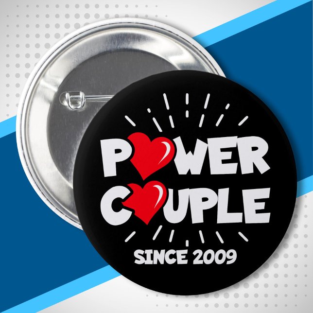 Married 2009 - Power Couple - Wedding Anniversary Button (Creator Uploaded)