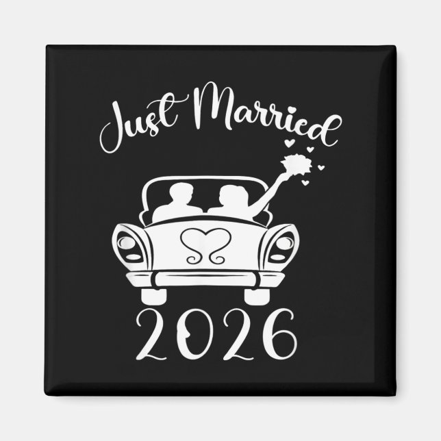 Married 2026 Wedding Rings Matching Couple Magnet (Front)