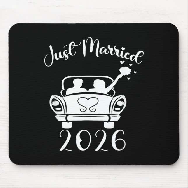 Married 2026 Wedding Rings Matching Couple Mouse Pad (Front)