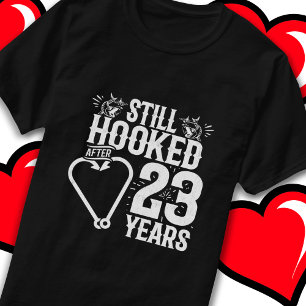 Married 23 Years Fishing Funny 23rd Anniversary T-Shirt