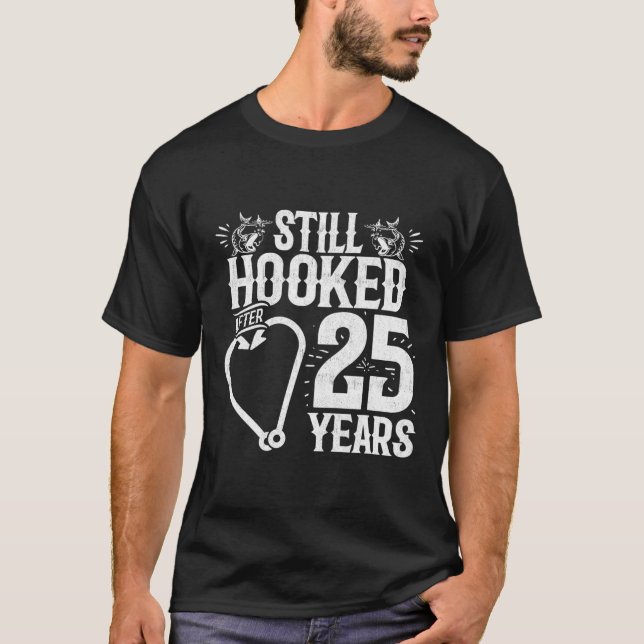 Married 25 Years - Fishing Couple - 25th Wedding A T-Shirt (Front)