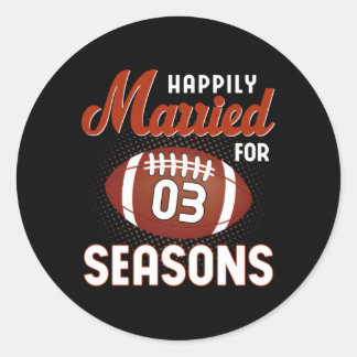 Married 3 Years Wedding Anniversary Football Classic Round Sticker