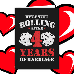 Married 4 Years Funny 4th Wedding Anniversary Card