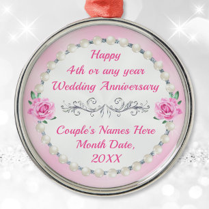 Married 4 Years Gift or Any YEAR, Anniversary. Metal Ornament