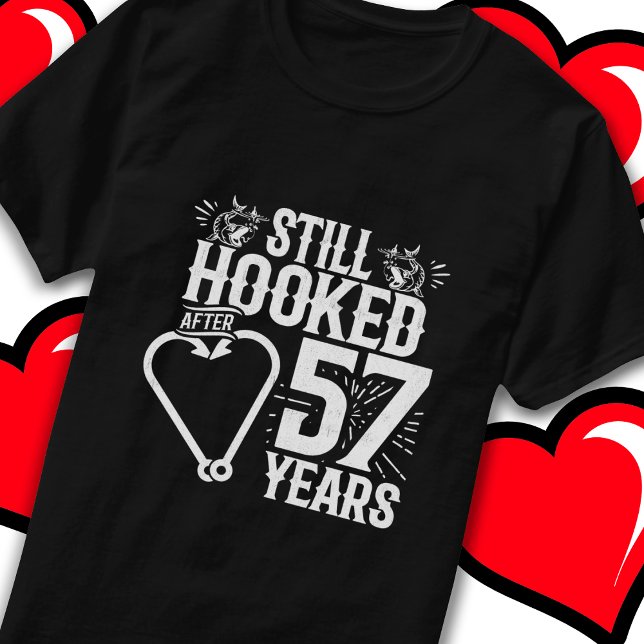 Married 57 Years Fishing Funny 57th Anniversary T-Shirt (Creator Uploaded)