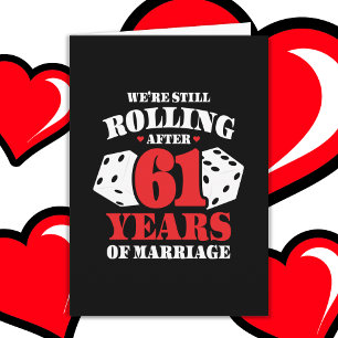 Married 61 Years Rolling Funny 61st Anniversary Card
