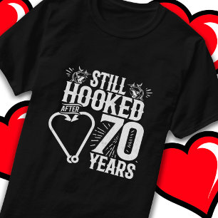 Married 70 Years Fishing Funny 70th Anniversary T-Shirt