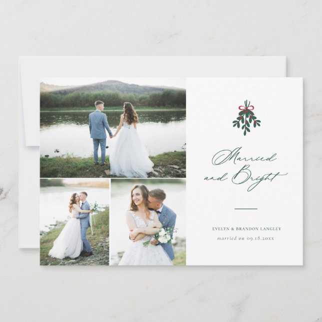 Married and Bright Christmas Multi-Photo Holiday Card (Front)