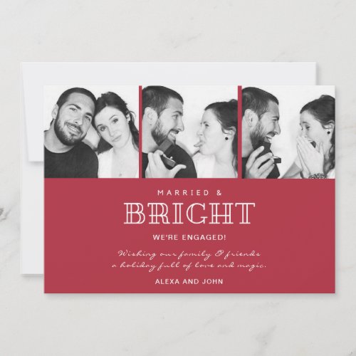 Married and Bright Engagement Christmas Card