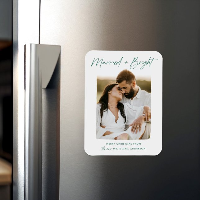Married and Bright Green Script Photo Magnet (Creator Uploaded)