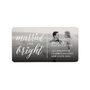 Married And Bright Holiday Wedding Photo Address Label