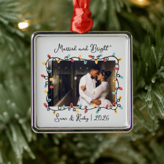 Married and Bright Metal Ornament
