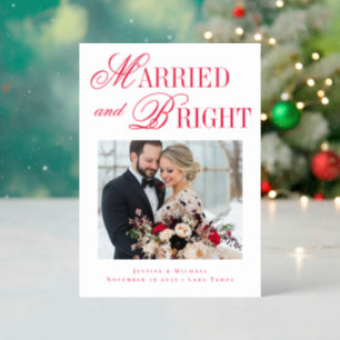 Married and Bright Modern Holiday Wedding Letterpress Photo Cards