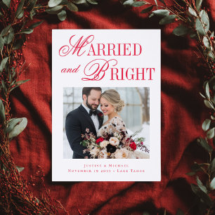 Married and Bright Modern Holiday Wedding Letterpress Photo Cards