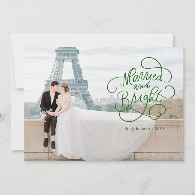 Married and Bright Newlywed Flat Holiday Card (Front)
