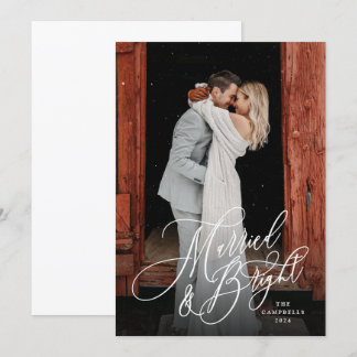 Married and Bright Newlywed Green Holiday Card