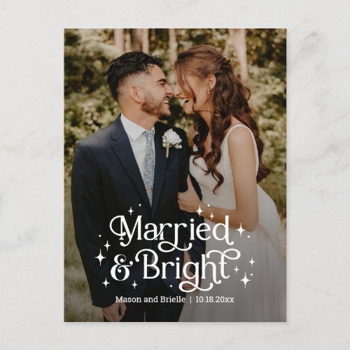 Married and Bright Newlywed Holiday Card Postcard