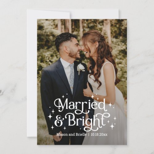 Married and Bright Newlywed Holiday Photo Card