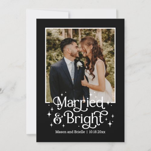 Married and Bright Newlywed Holiday Photo Card