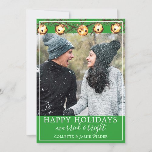 Married And Bright Newlyweds Photo Christmas 