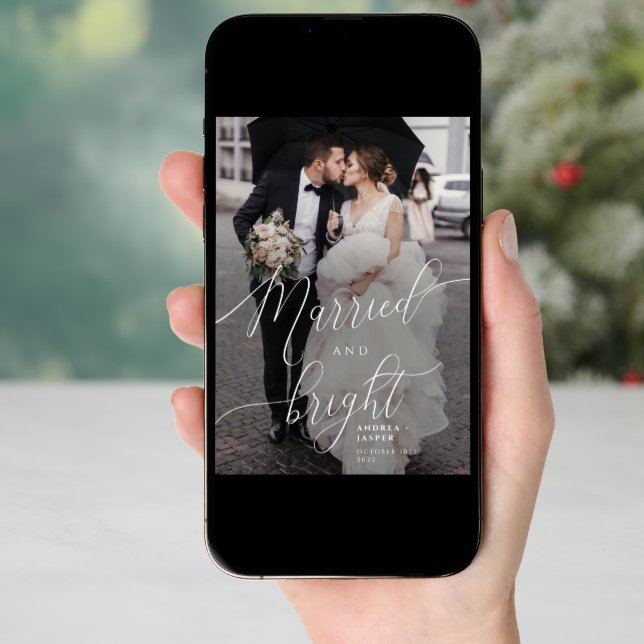 Married and Bright Overlay Photo Holiday Card (Front Digital)