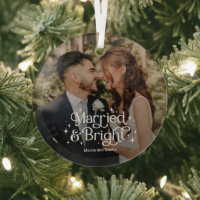 Married and Bright Personalized Photo Ornament
