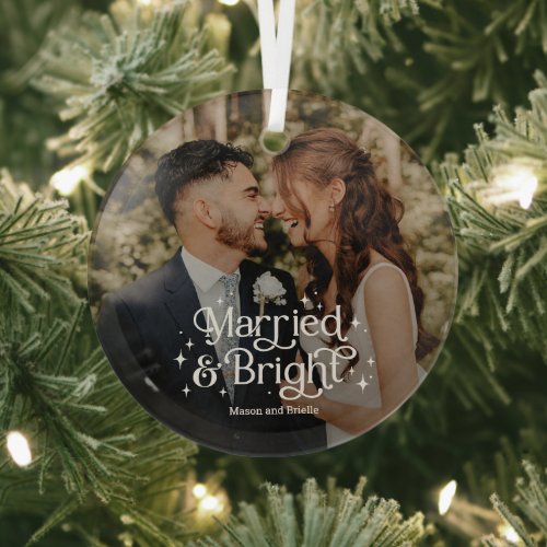 Married and Bright Personalized Photo Ornament