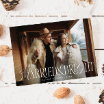 Married and Bright Vintage Elegance Wedding Holiday Card<br><div class="desc">Vintage and elegant Christmas season wedding announcement card featuring a typography text mixed with script and serif font on top of your horizontal photo. The text says "married and bright."</div>