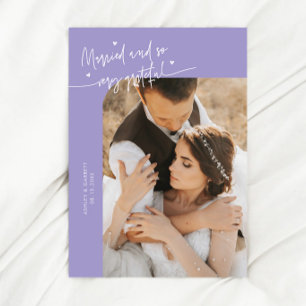 Married and Grateful Wedding Photo Lilac Thank You Card