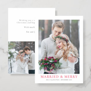 Married and Merry 2 Photos Merry Christmas Letterpress Photo Cards