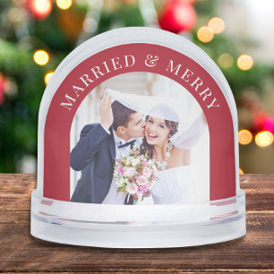 Married And Merry Arch Photos Newlywed Christmas Snow Globe