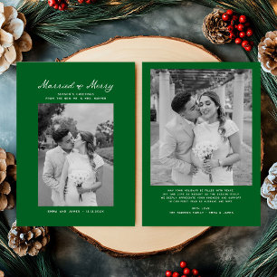 Married and Merry Bow Photo Christmas Newlyweds Holiday Card