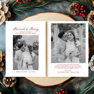 Married and Merry Bow Photo Christmas Newlyweds Holiday Card
