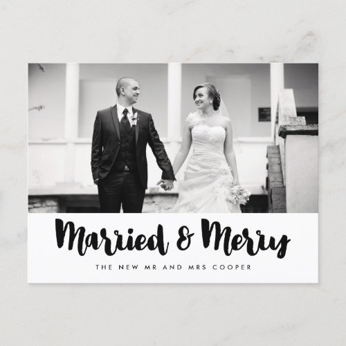 Married and Merry Christmas holiday photo Postcard