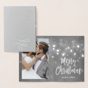 Married and Merry Christmas Silver Foil Photo Card