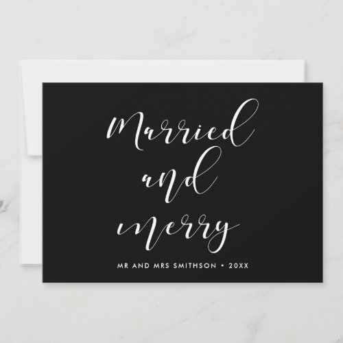 Married and Merry elegant Christmas wedding Announcement