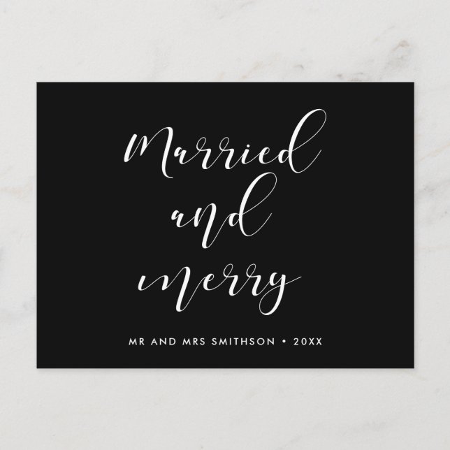 Married and Merry elegant Christmas wedding Postcard (Front)