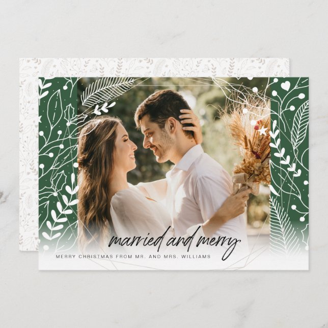 Married and Merry Elegant Holiday Card (Front/Back)