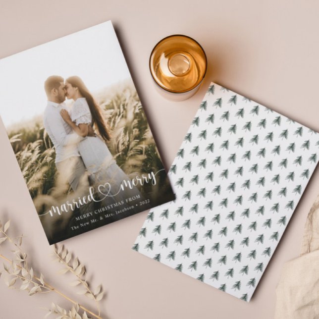 Married and Merry Elegant Photo Christmas Card (Creator Uploaded)