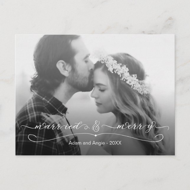 Married and Merry First Christmas Photo Holiday Postcard (Front)